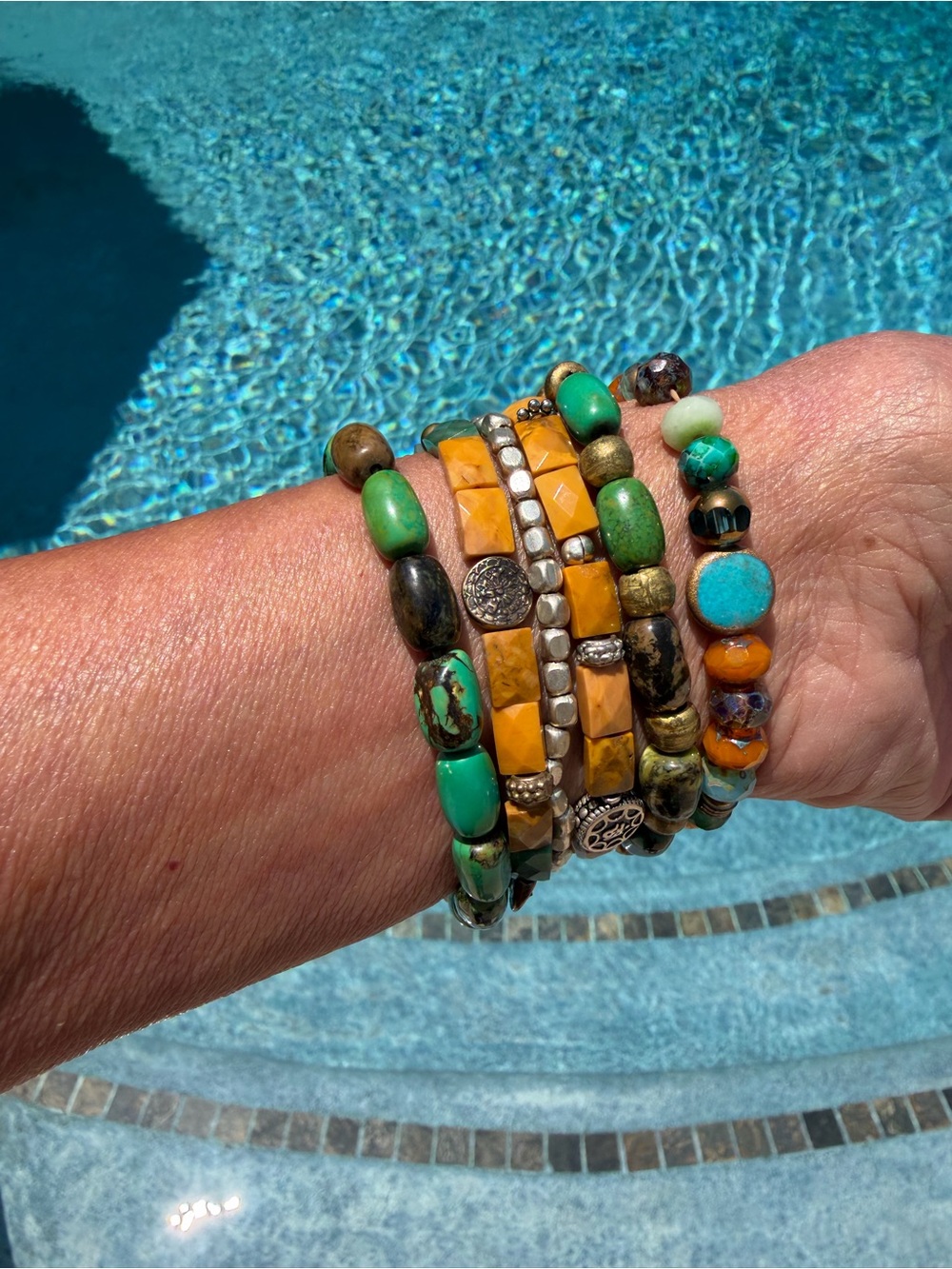 Turquoise & Jade Beaded Stack Bracelet Set